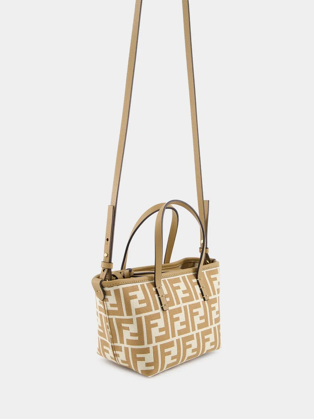 Roll Mini FF Beige Jacquard Mini Bag