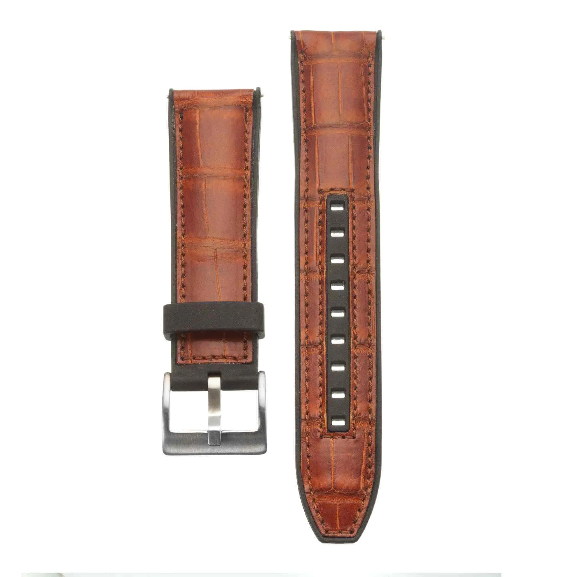 Rubber Cognac Glossy Alligator Watch Band