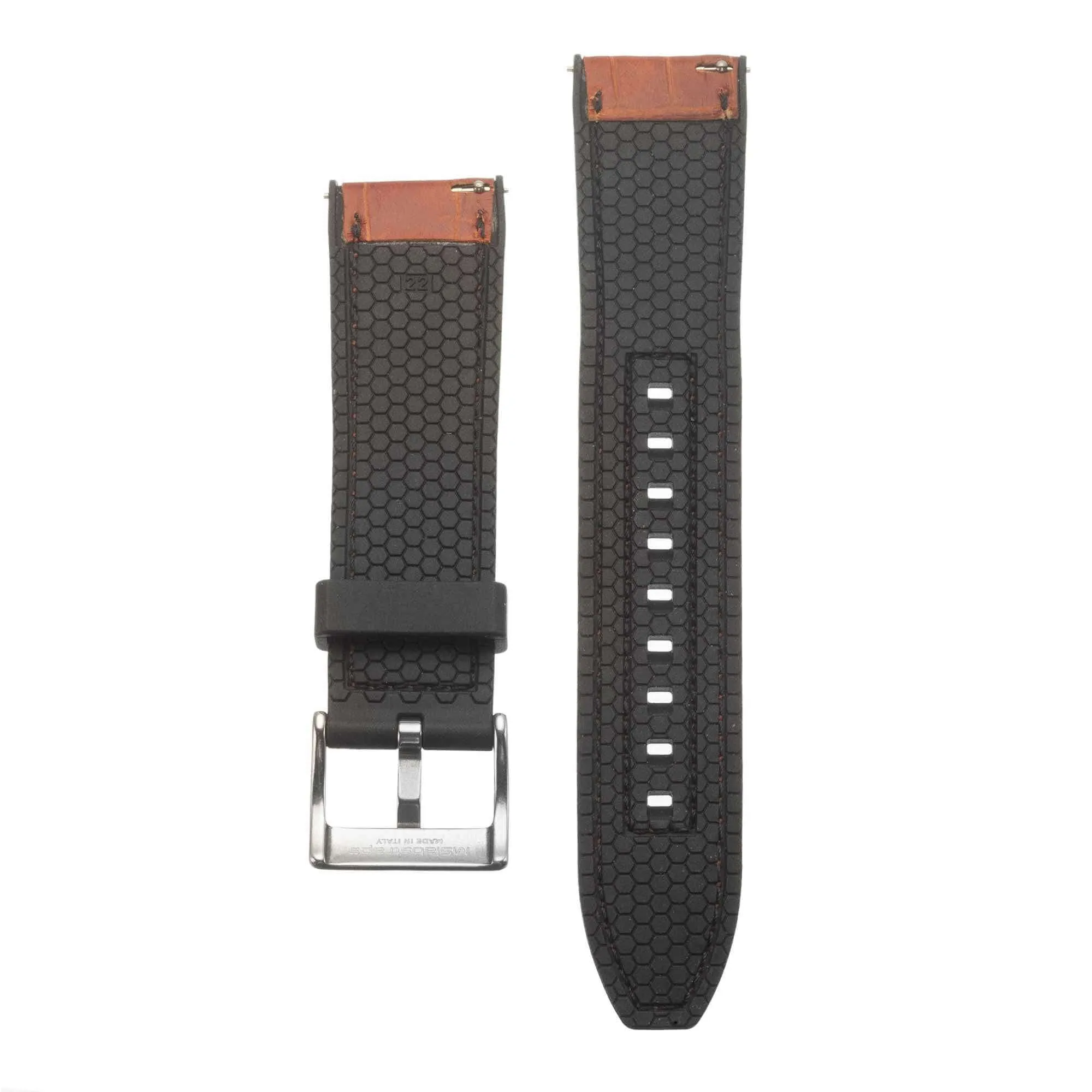 Rubber Cognac Glossy Alligator Watch Band