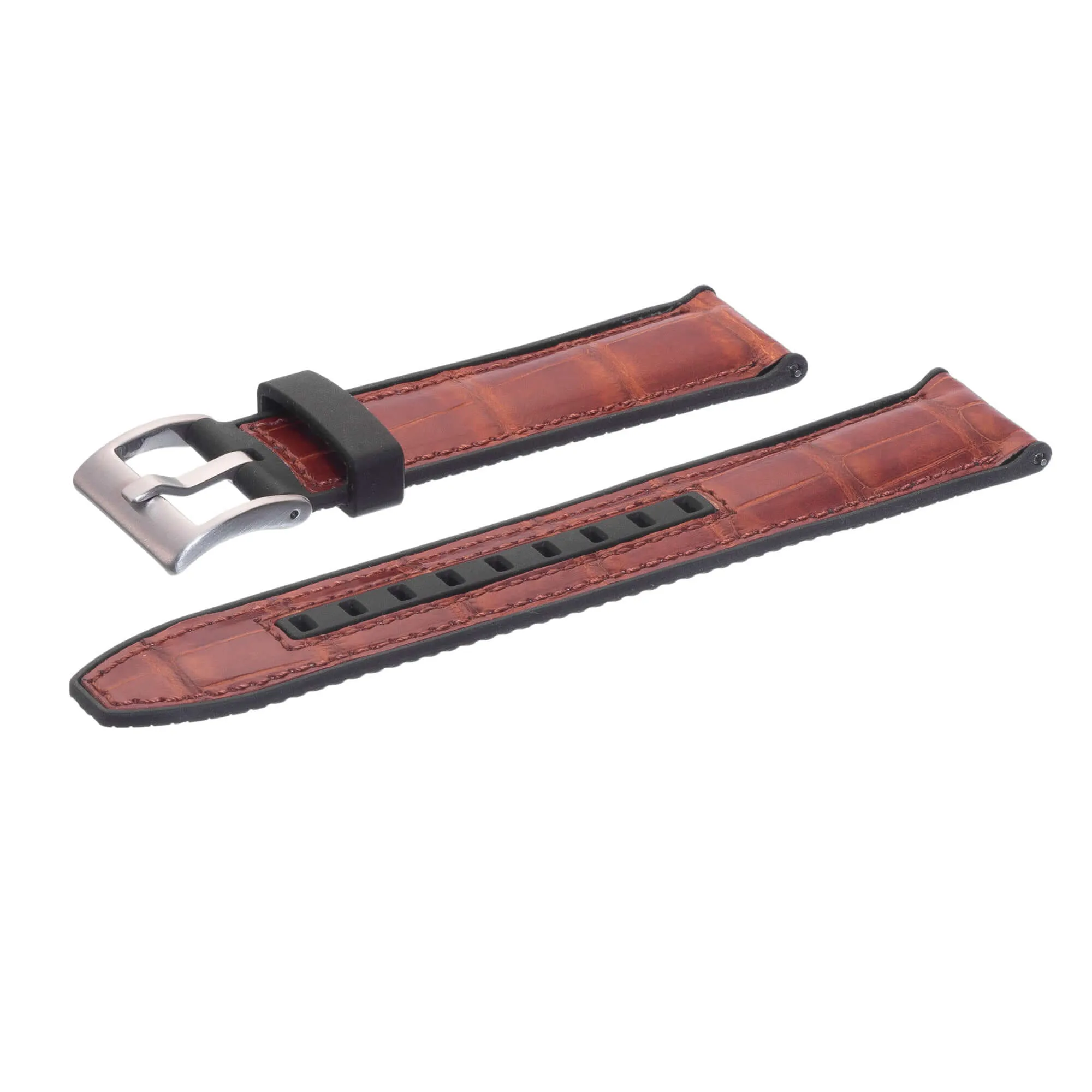 Rubber Cognac Glossy Alligator Watch Band