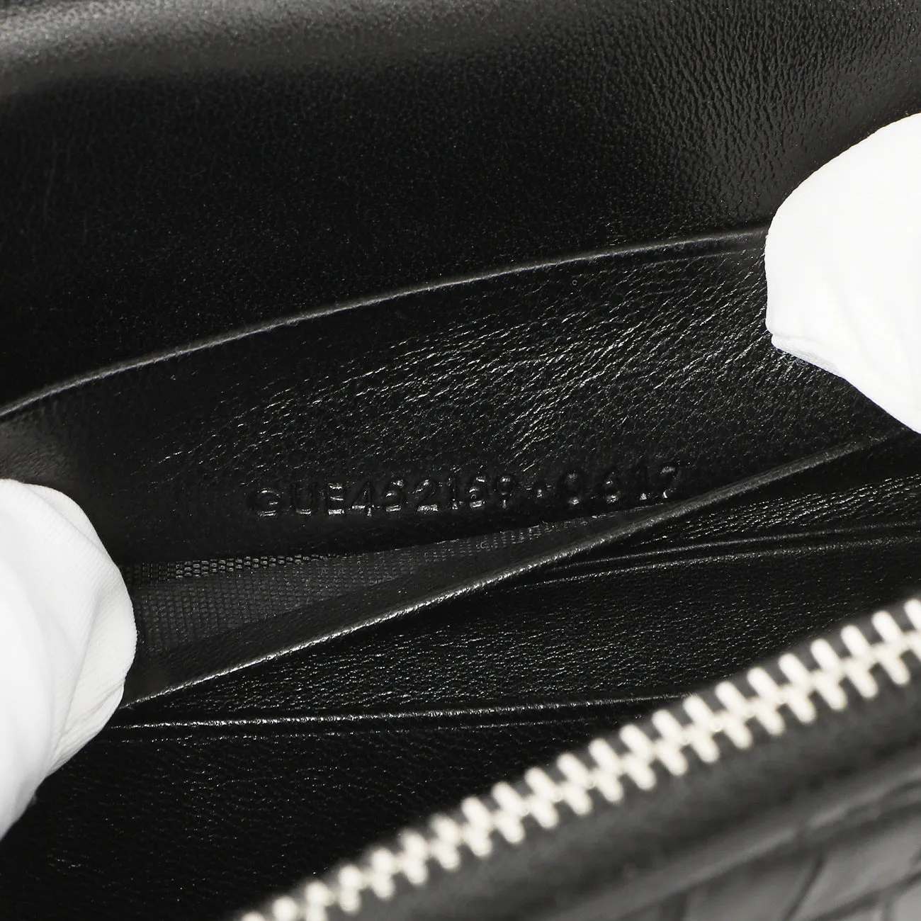 Saint Laurent Black Crocodile Embossed Calfskin Kate Monogram Tassel Chain Wallet