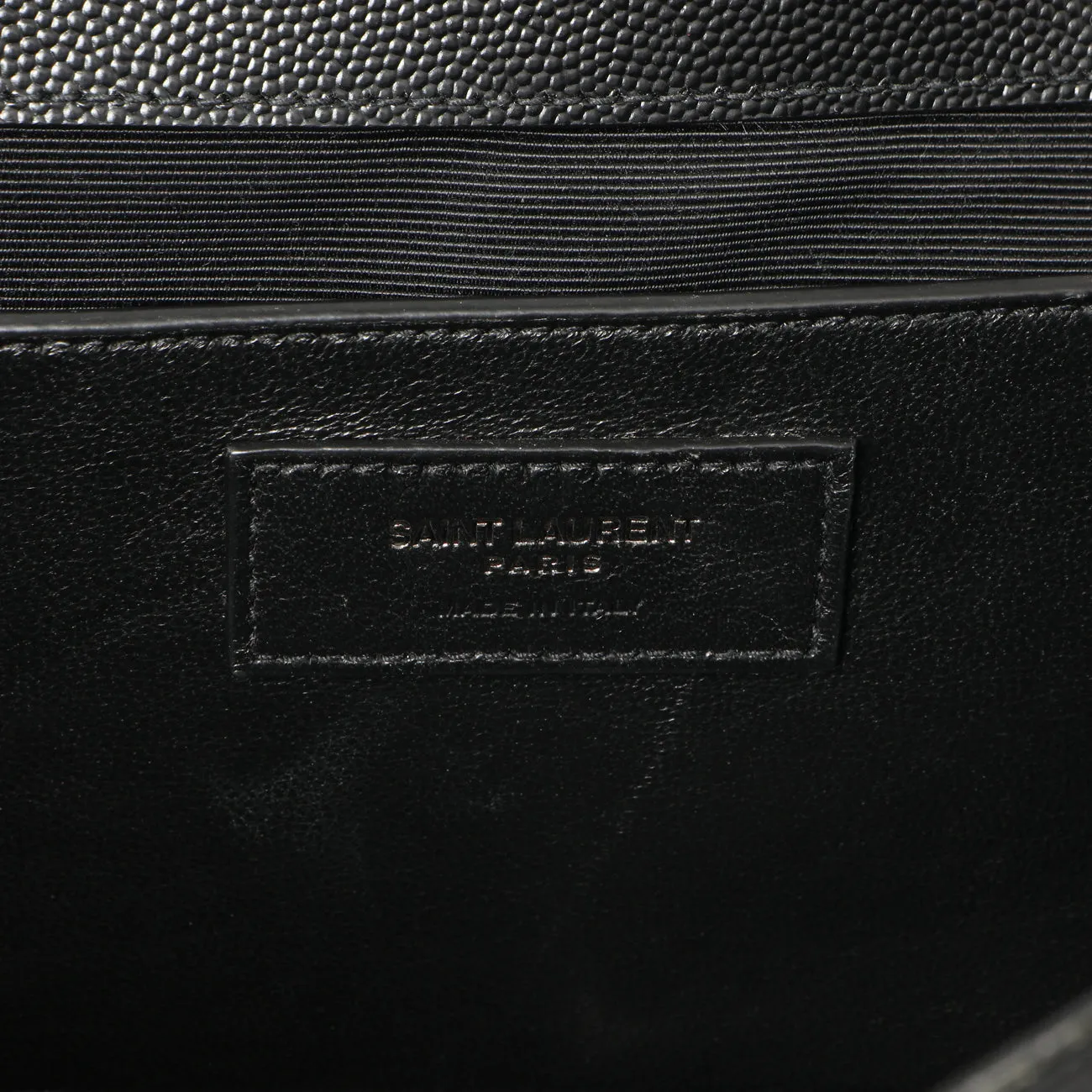 Saint Laurent Black Grain De Poudre Textured Mixed Matelasse Medium Triquilt Monogram Envelope Satchel