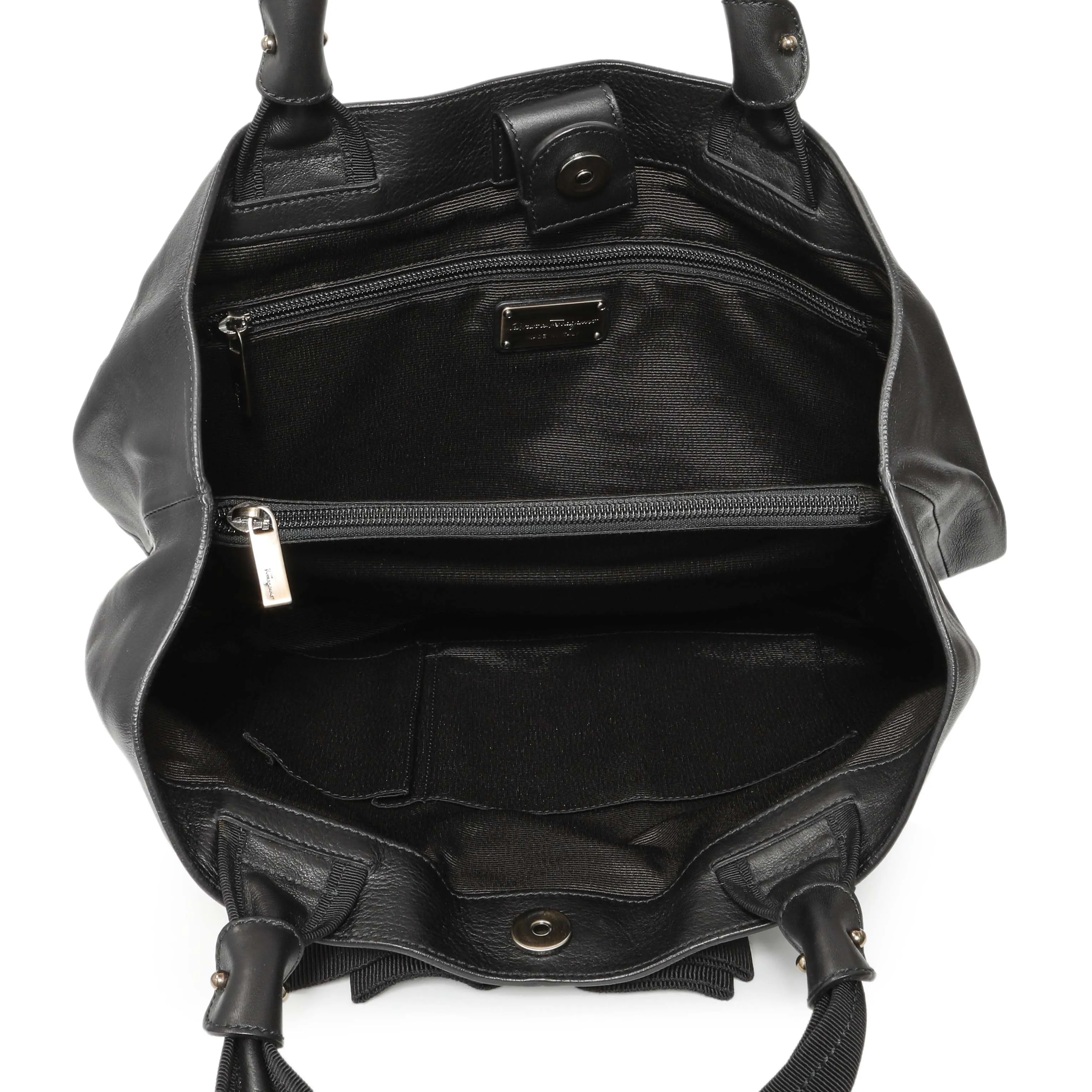 Salvatore Ferragamo Black Calfskin Vara Tote