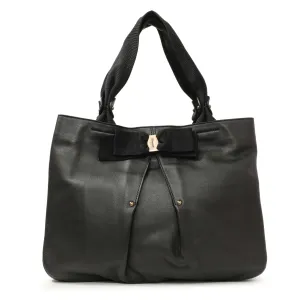Salvatore Ferragamo Black Calfskin Vara Tote