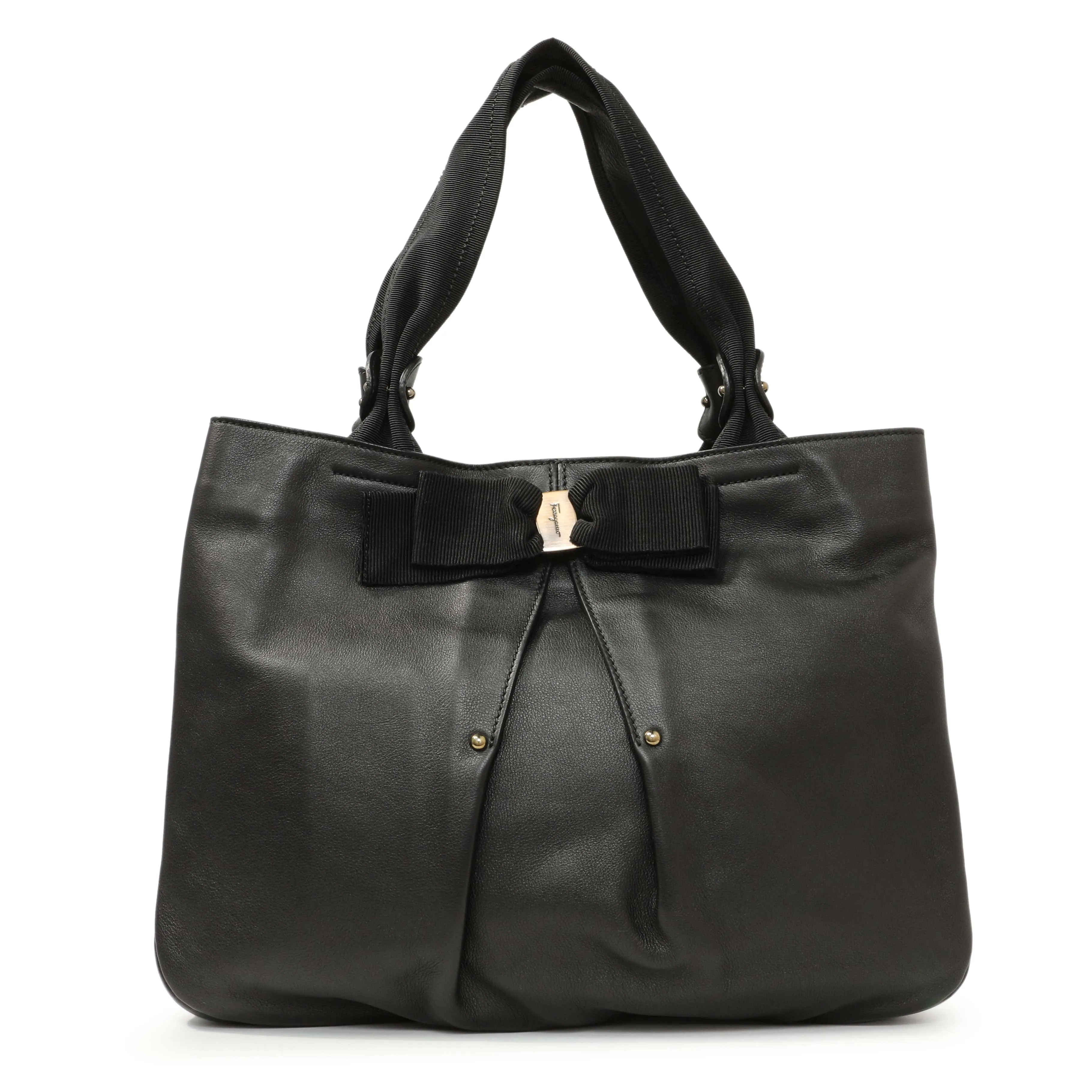 Salvatore Ferragamo Black Calfskin Vara Tote