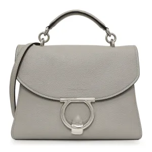 Salvatore Ferragamo Grey Calfskin Small Margot Top Handle