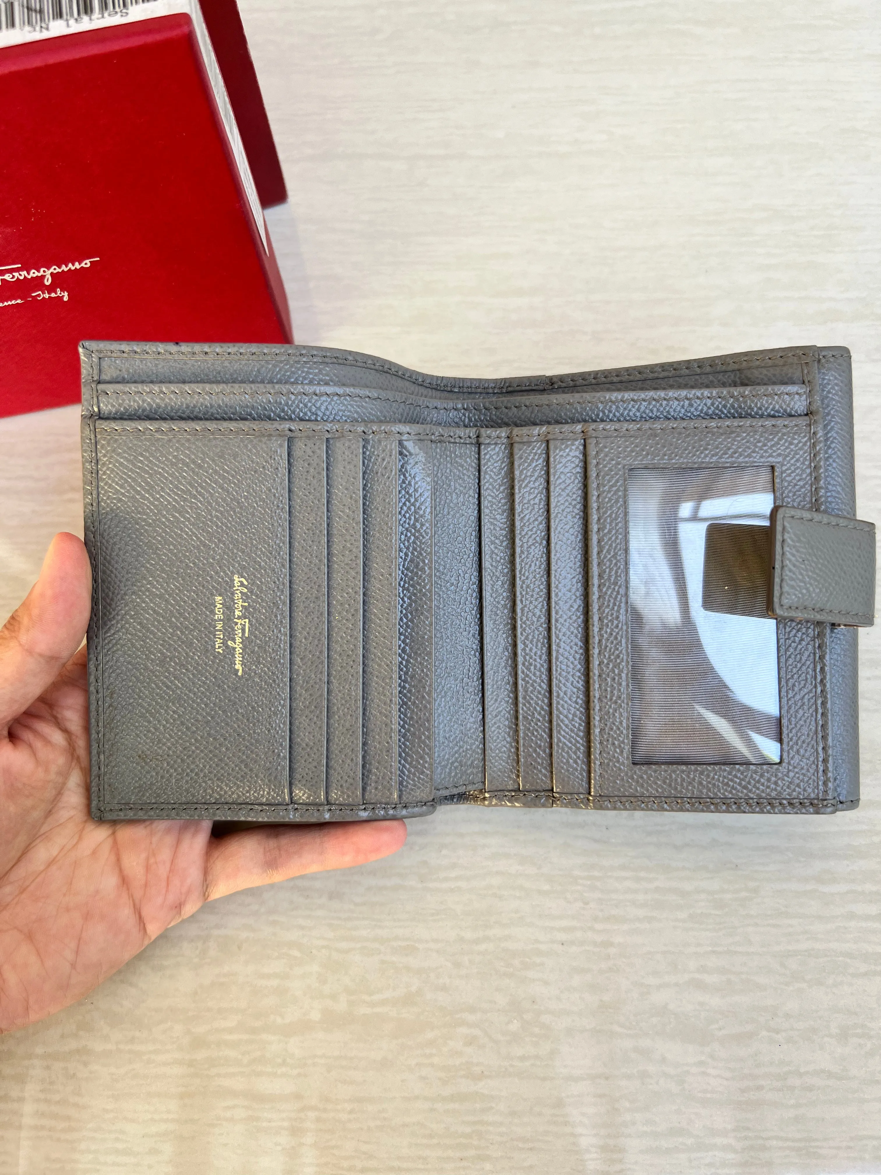 Salvatorre Ferragamo Gancini French wallet in Urban Grey Complete Set