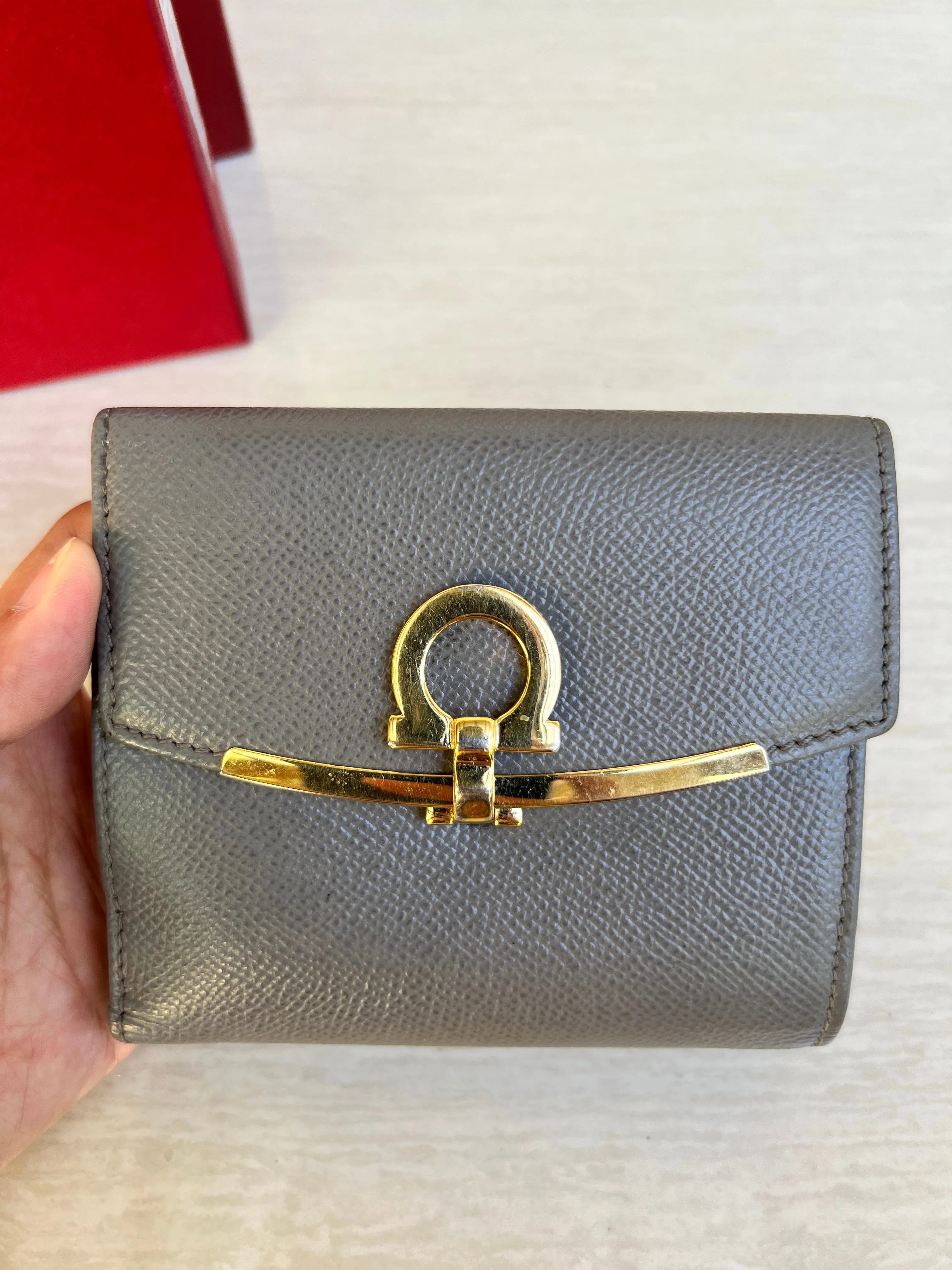 Salvatorre Ferragamo Gancini French wallet in Urban Grey Complete Set