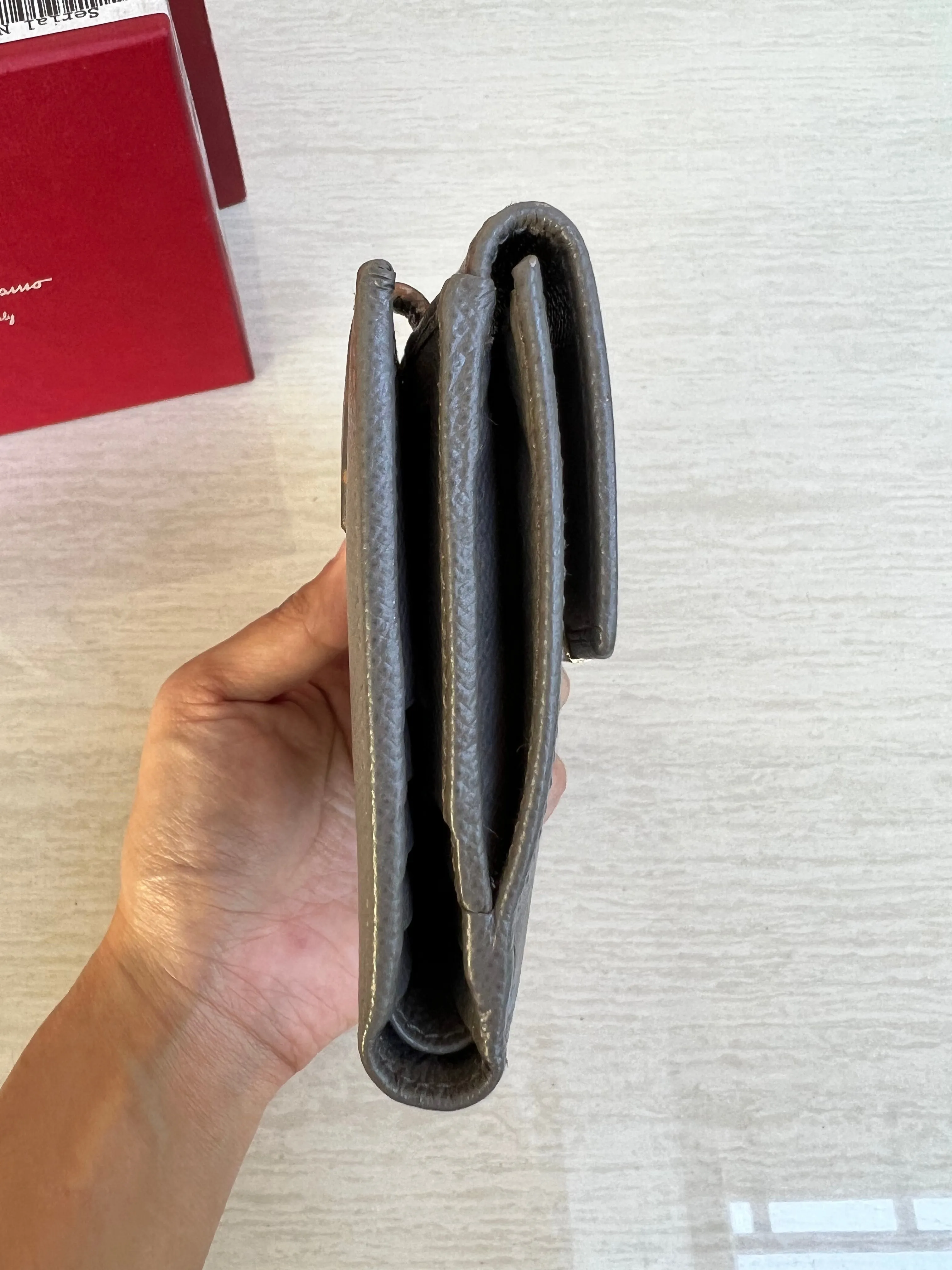 Salvatorre Ferragamo Gancini French wallet in Urban Grey Complete Set