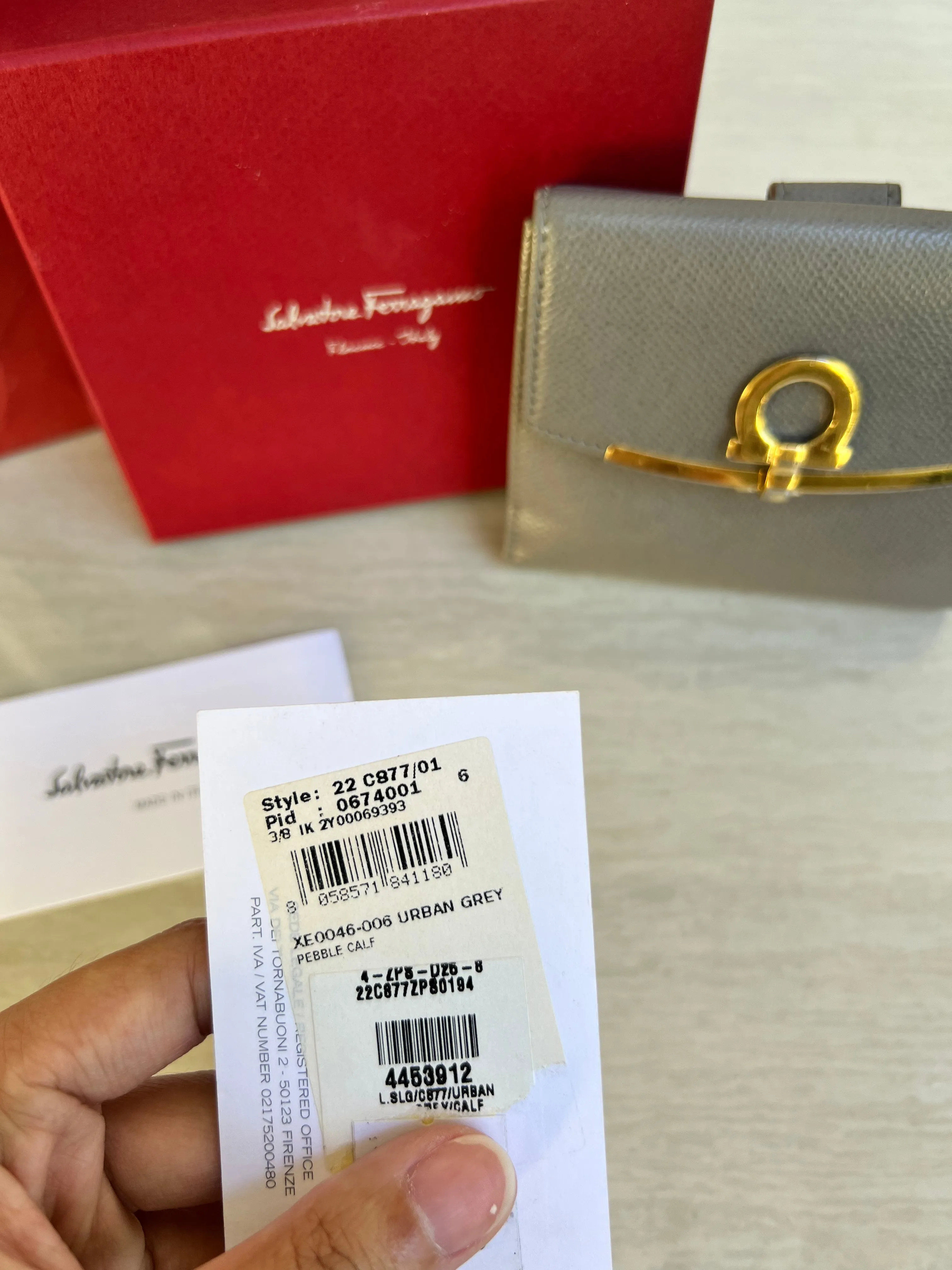 Salvatorre Ferragamo Gancini French wallet in Urban Grey Complete Set