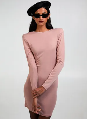 Scoop Neck Long Sleeve Shoulder Pad Dress