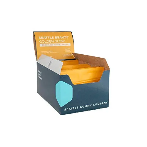Seattle Gummy Company Seattle Beauty Goma dorada brillante; cúrcuma, jengibre, antioxidante, vegano, sin OMG, sin gluten, todo natural