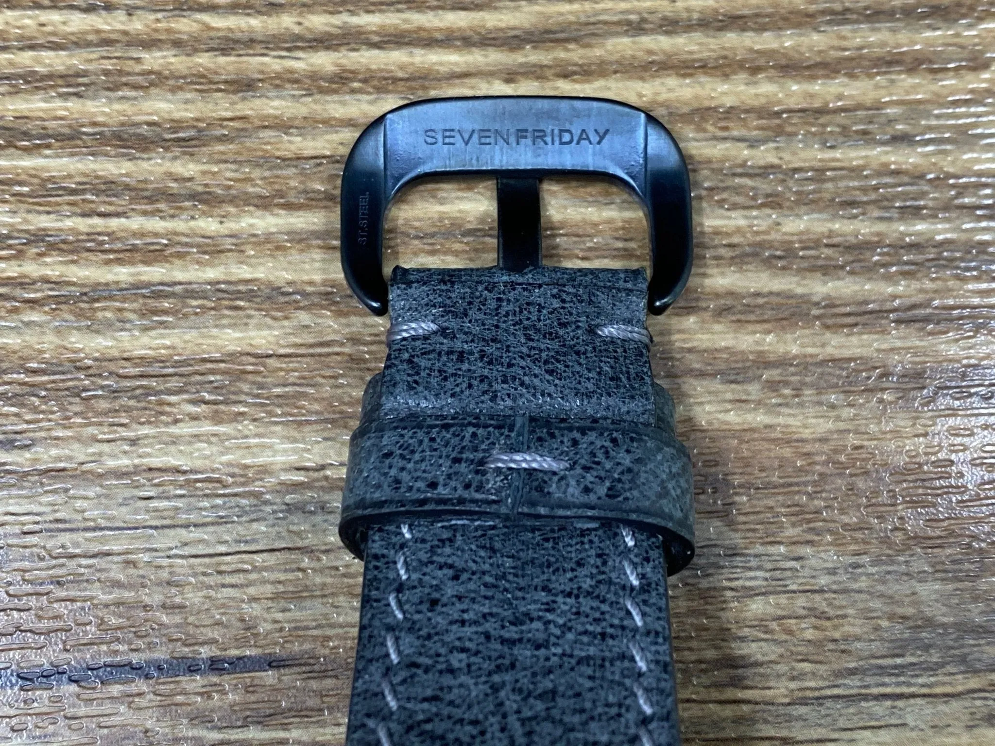 Seven Friday watch straps, SevenFriday watch Band, Leather Watch Straps 28mm, Distress Black Leather Mens Wrist Watch Band Replacement, Valentines Day Gift Ideas, Sterling Silver 925 Skull Head