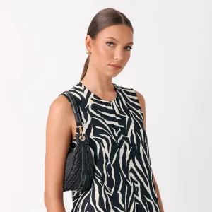 Sienna Crescent Paper Weave Handbag (Black)