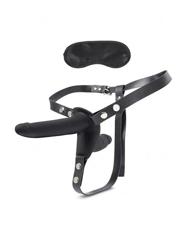 Silicone Strap on Harness  With Internal  Penetration - Black