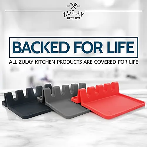 Silicone Utensil Rest with Drip Pad for Multiple Utensils, Heat-Resistant, BPA-Free Spoon Rest & Spoon Holder for Stove Top, Kitchen Utensil Holder for Spoons, Ladles, Tongs & More - by Zulay