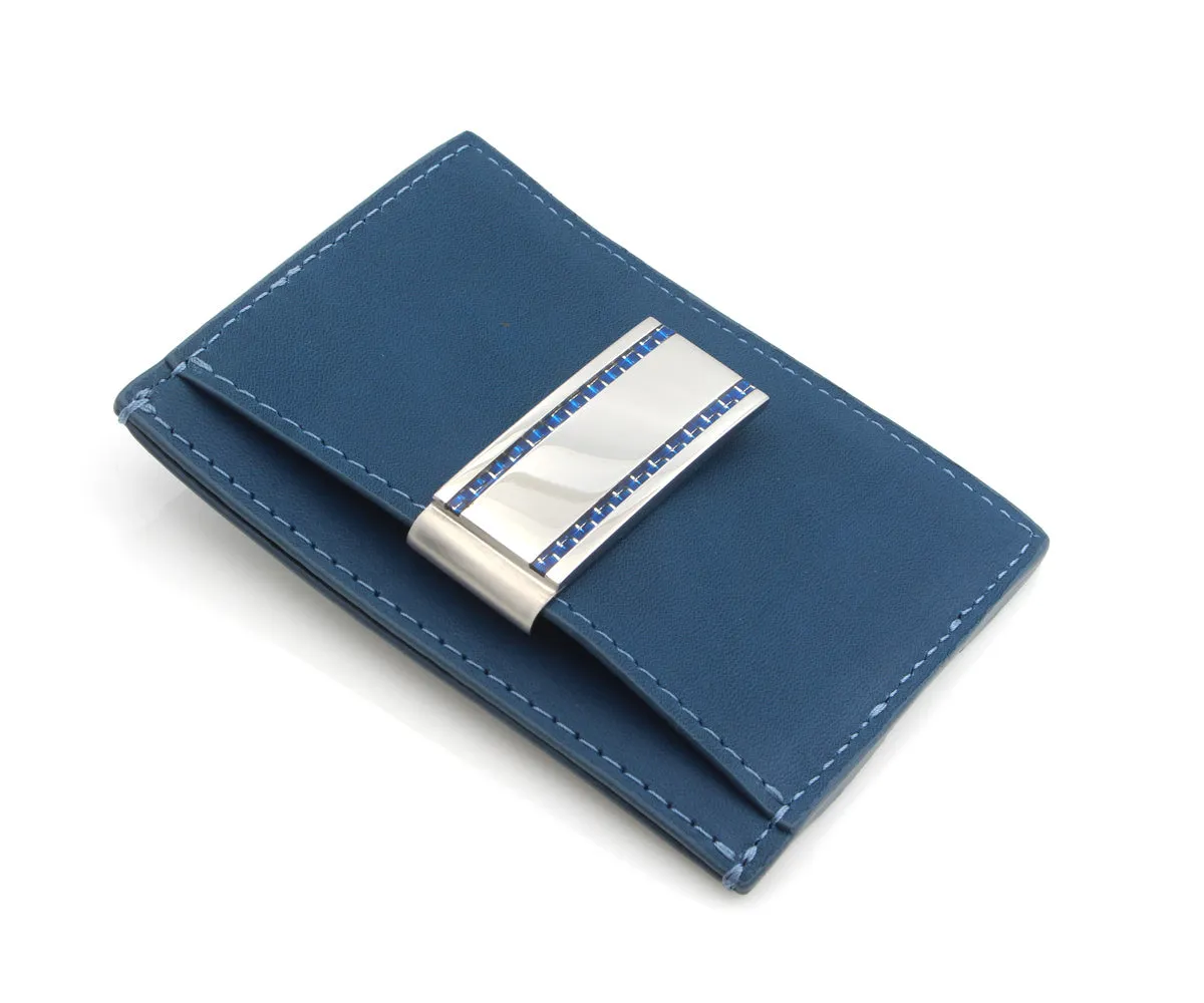 Slim Guy Front Pocket Blue Leather Wallet