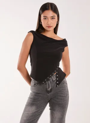 Slinky Off Shoulder Popper Split Top