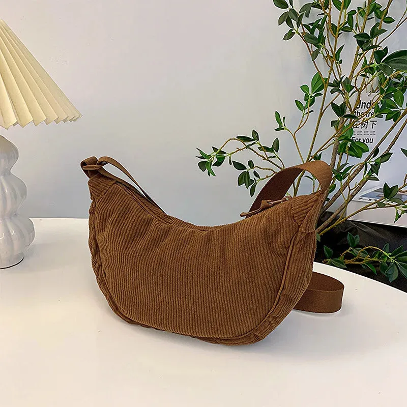 ✨Soft & Stylish Corduroy Shoulder Bag 🌈 - Fun Retro Tote for Trendy Adventures! 🎒💕