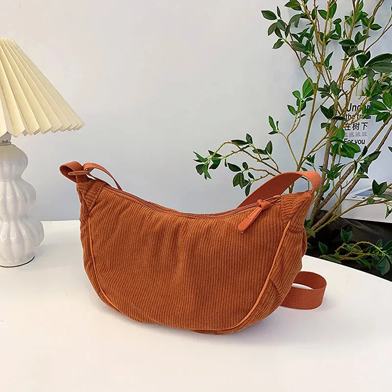 ✨Soft & Stylish Corduroy Shoulder Bag 🌈 - Fun Retro Tote for Trendy Adventures! 🎒💕