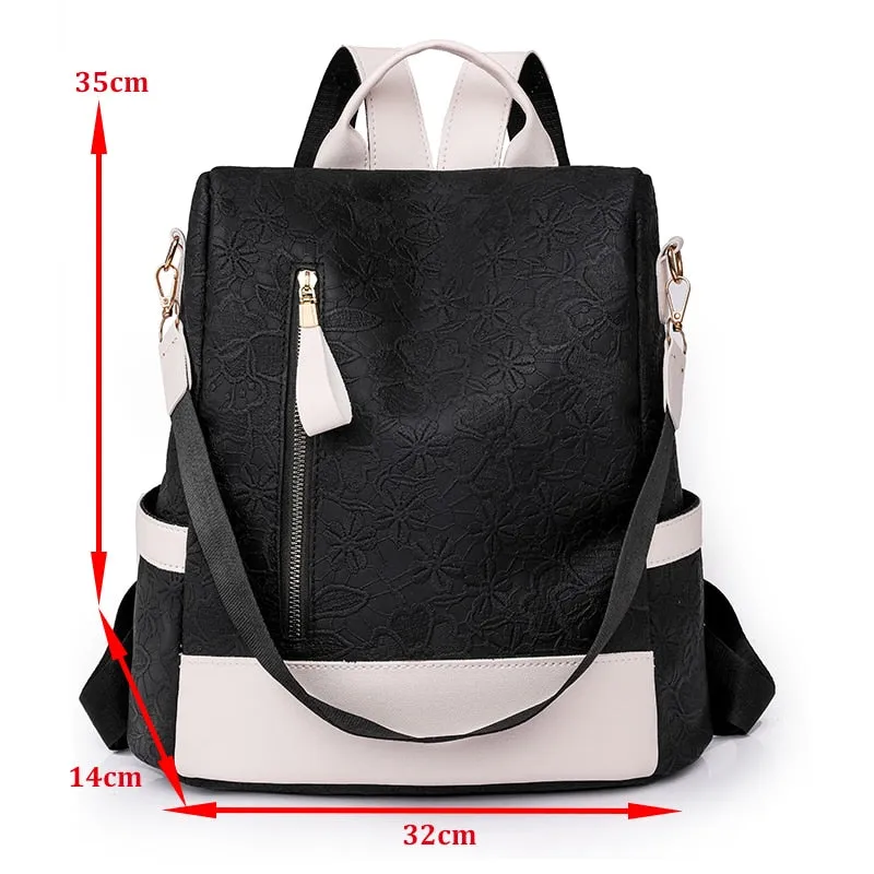 Soft Leather Stitching Anti-theft Fashion Backpack