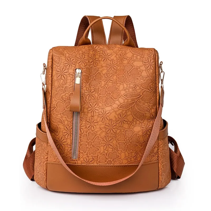 Soft Leather Stitching Anti-theft Fashion Backpack