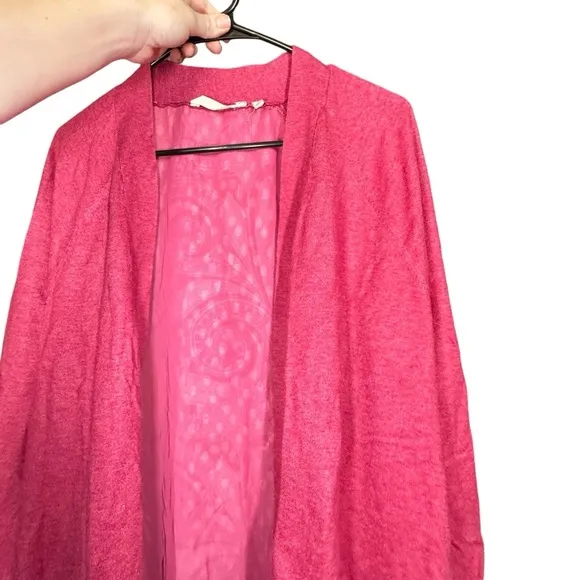 Soft Surroundings Knit Open Front Paisley Patterned Back Raspberry Pink Cardigan