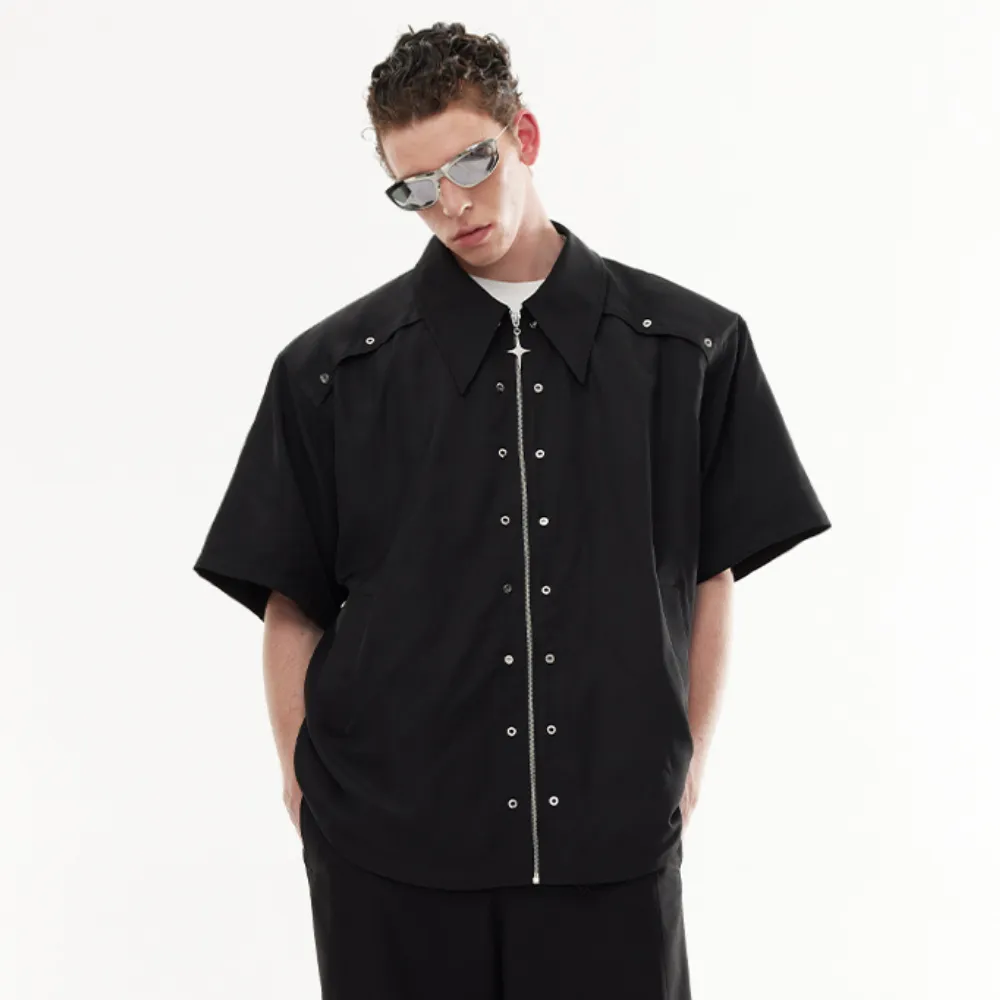 Star Zipped Shoulder Pad Shirt