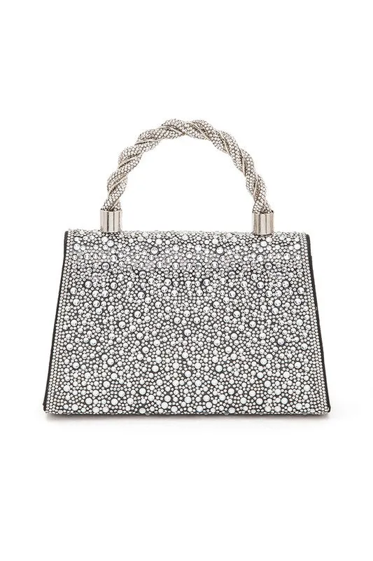 Statement Rhinestone Top Handle Clutch Bag
