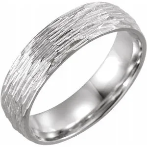 Sterling Silver 6 mm Tree Bark Pattern Band  Size 10