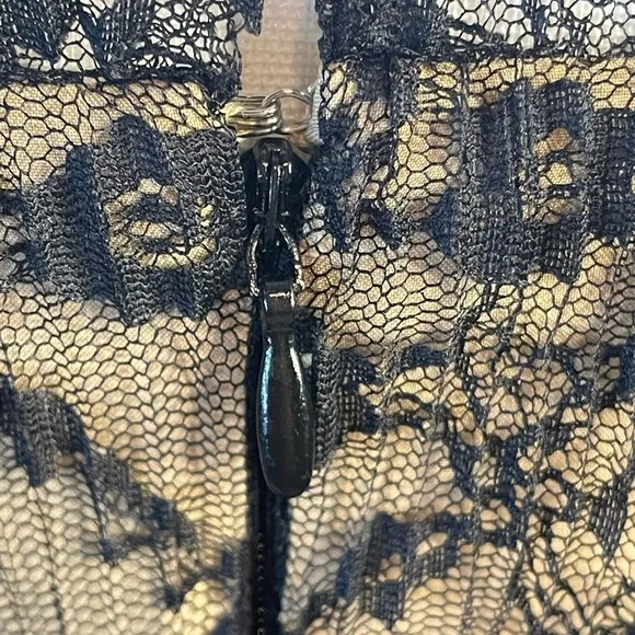 Steve Madden Black Lace Hi-Low Midi Dress with Nude Lining XS NWT Retail $129