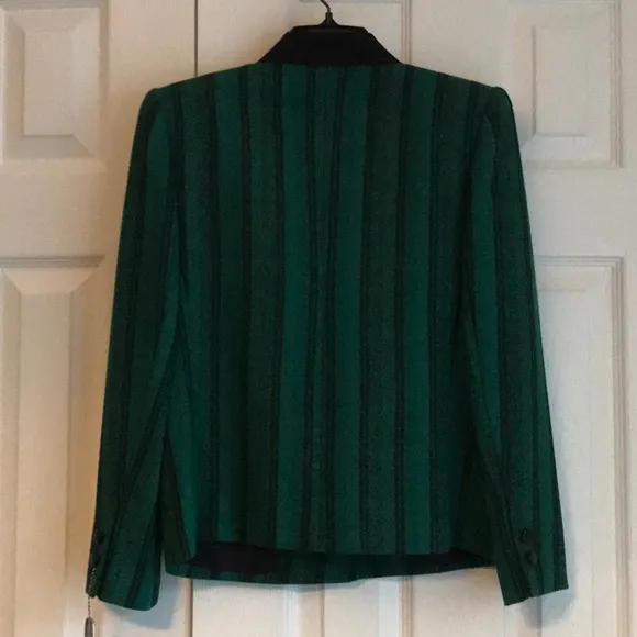 Stirling Cooper Vintage Kelly Green And Black Boxy Jacket Wool Big Shoulders