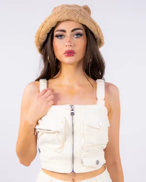 Stowaway Women's Beige Cargo Crop Top