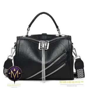 Studded Pillow Bag Soft Leather Retro One-shoulder Diagonal Bag All-match Tassel Handbag Multi-purpose Ladies Backpack