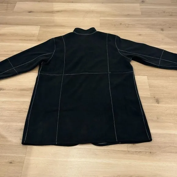 Susan Graver Reversible Weekend Fleece Coat in Black and Gray - Women's 2X