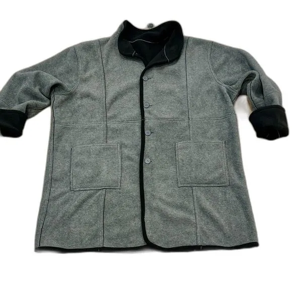 Susan Graver Reversible Weekend Fleece Coat in Black and Gray - Women's 2X