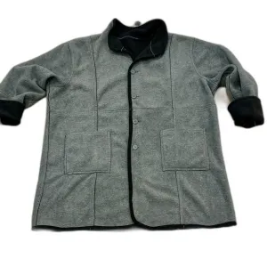 Susan Graver Reversible Weekend Fleece Coat in Black and Gray - Women's 2X