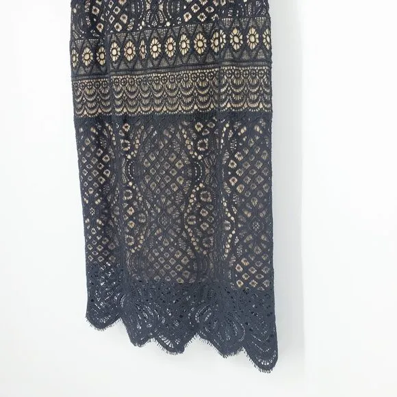 Tadashi Shoji Alexia Black Lace Off-Shoulder Cocktail/Evening Dress 00