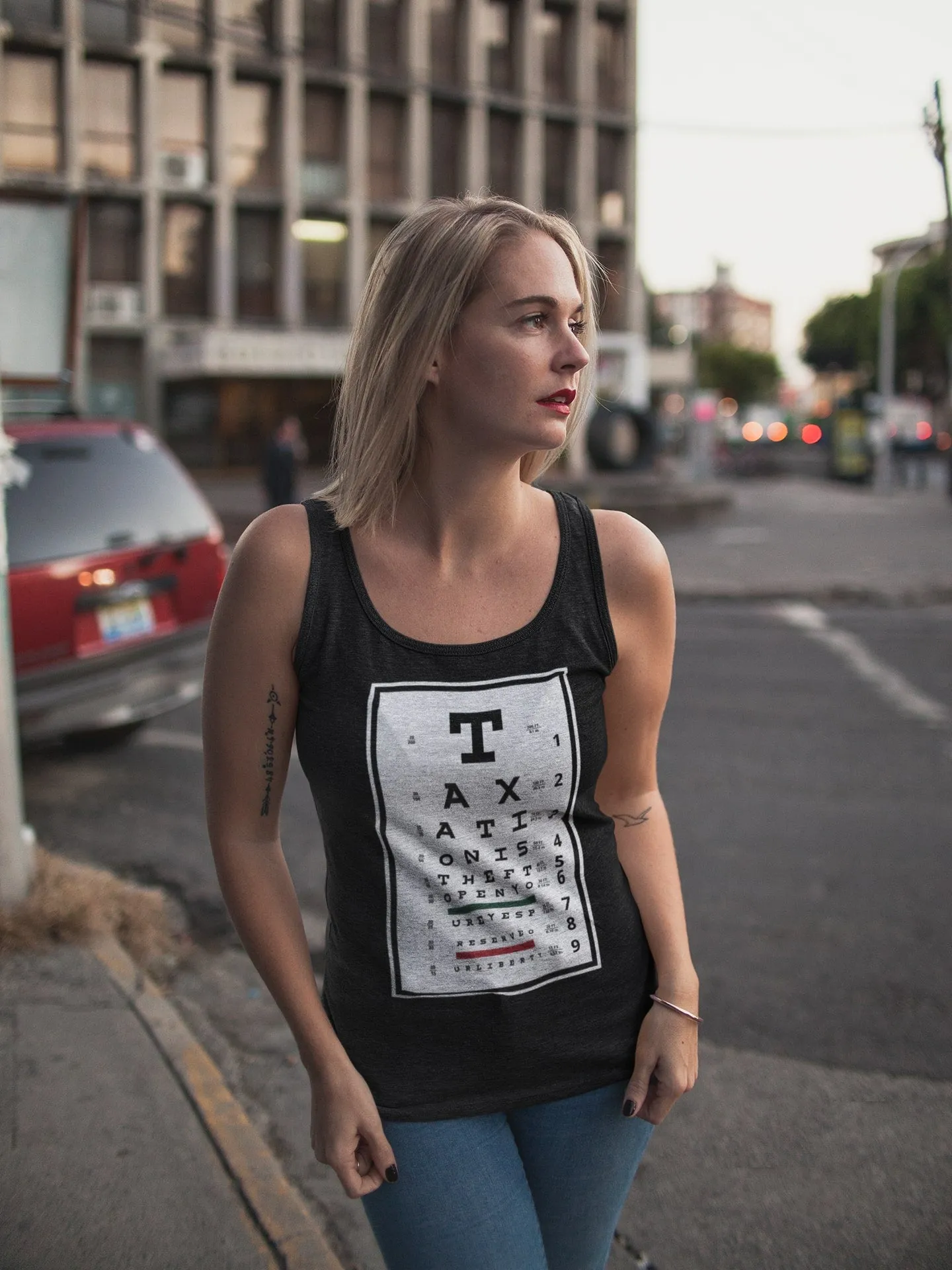 Taxation is Theft Eye Chart Women's Tank Top