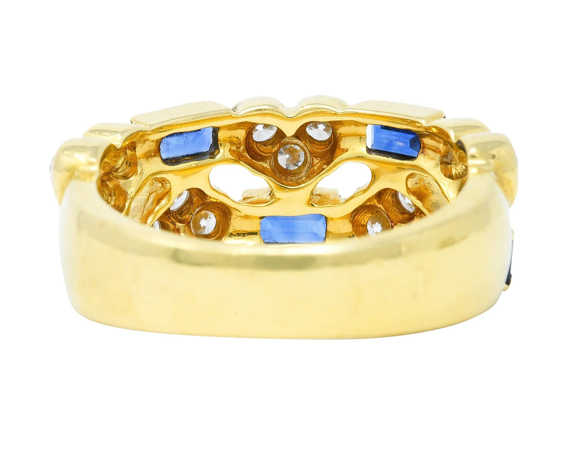 Tiffany & Co. 1.25 CTW Diamond Sapphire 18 Karat Gold Heart Band Ring