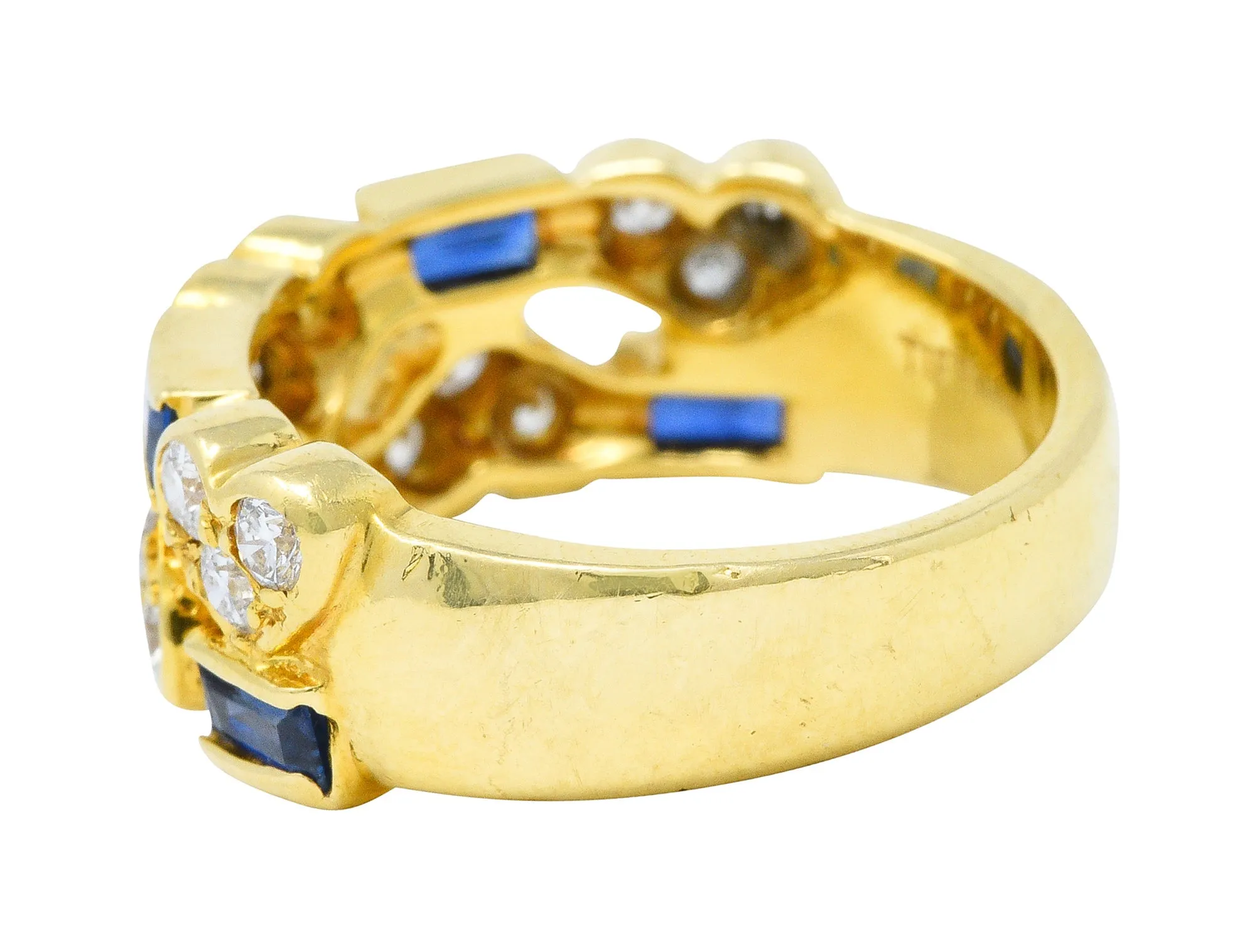 Tiffany & Co. 1.25 CTW Diamond Sapphire 18 Karat Gold Heart Band Ring