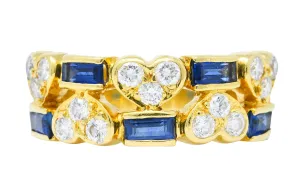 Tiffany & Co. 1.25 CTW Diamond Sapphire 18 Karat Gold Heart Band Ring