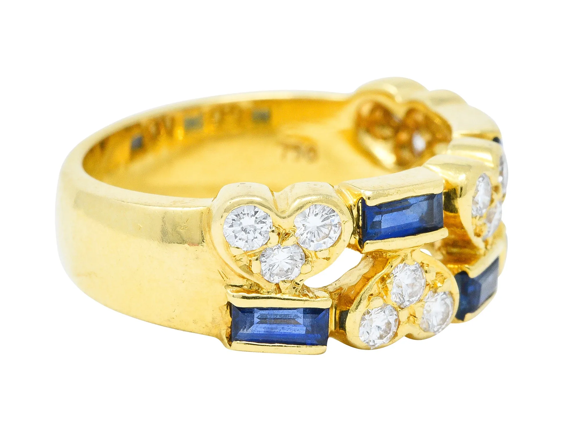Tiffany & Co. 1.25 CTW Diamond Sapphire 18 Karat Gold Heart Band Ring