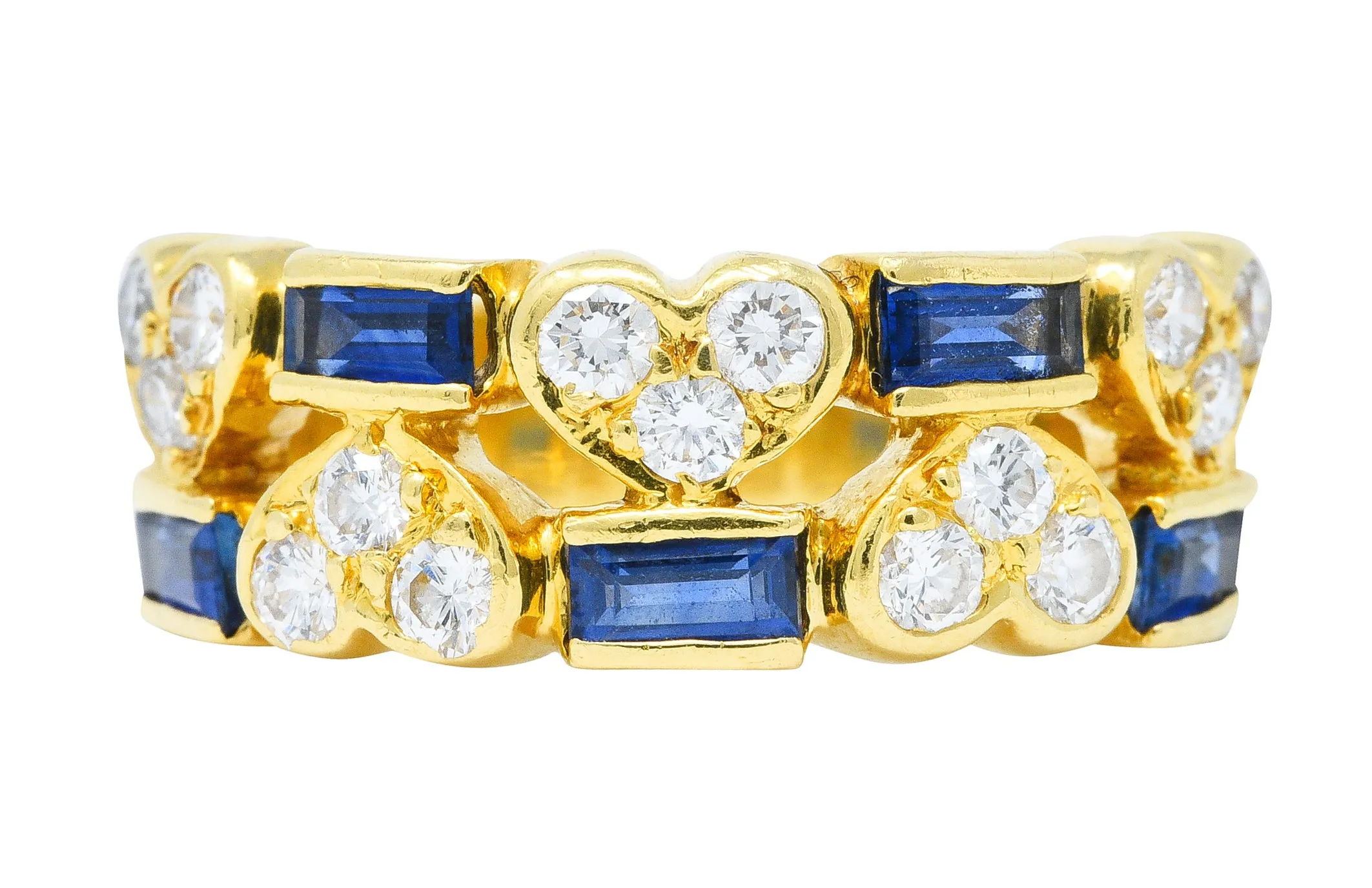 Tiffany & Co. 1.25 CTW Diamond Sapphire 18 Karat Gold Heart Band Ring