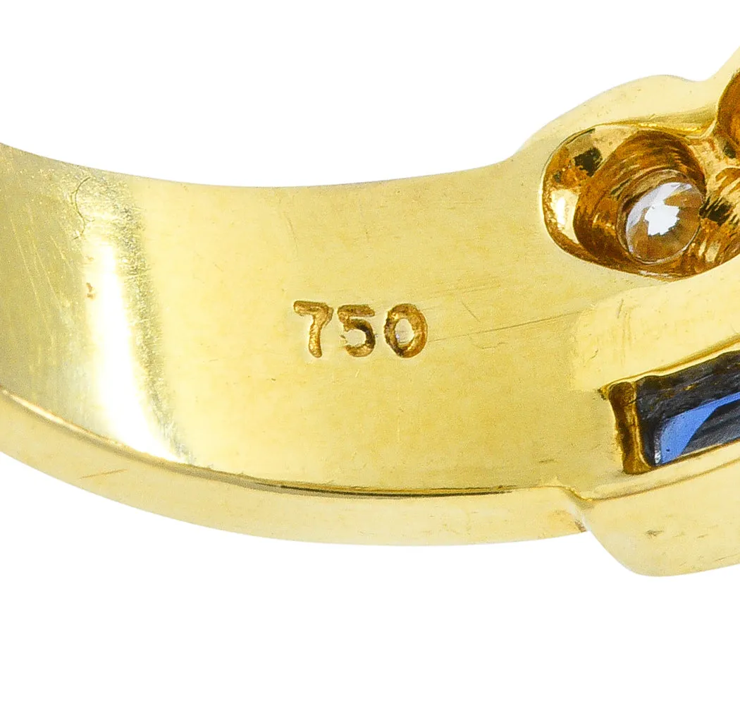 Tiffany & Co. 1.25 CTW Diamond Sapphire 18 Karat Gold Heart Band Ring