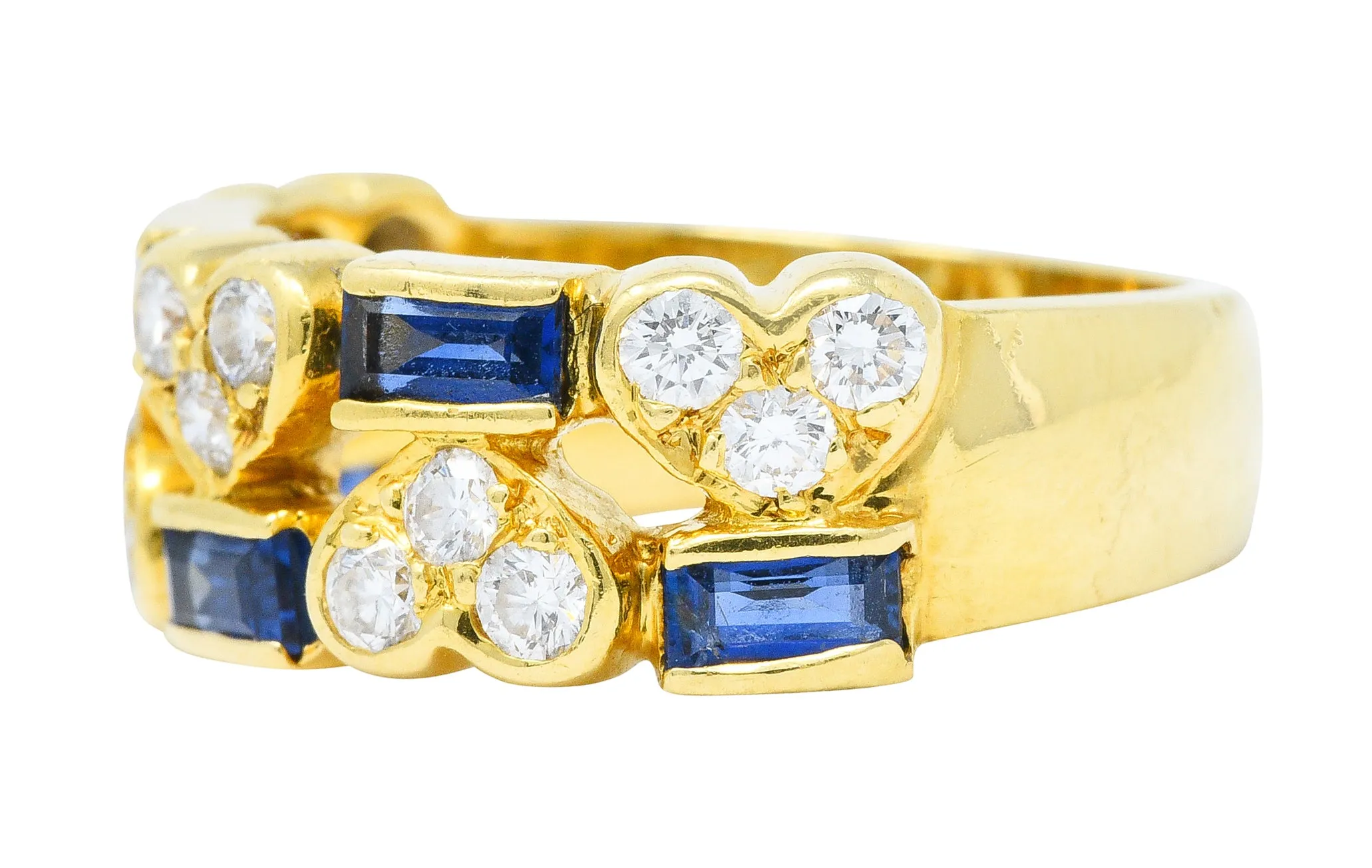 Tiffany & Co. 1.25 CTW Diamond Sapphire 18 Karat Gold Heart Band Ring