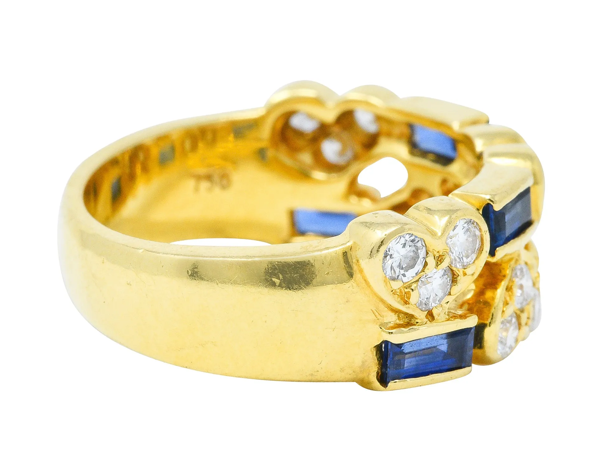 Tiffany & Co. 1.25 CTW Diamond Sapphire 18 Karat Gold Heart Band Ring