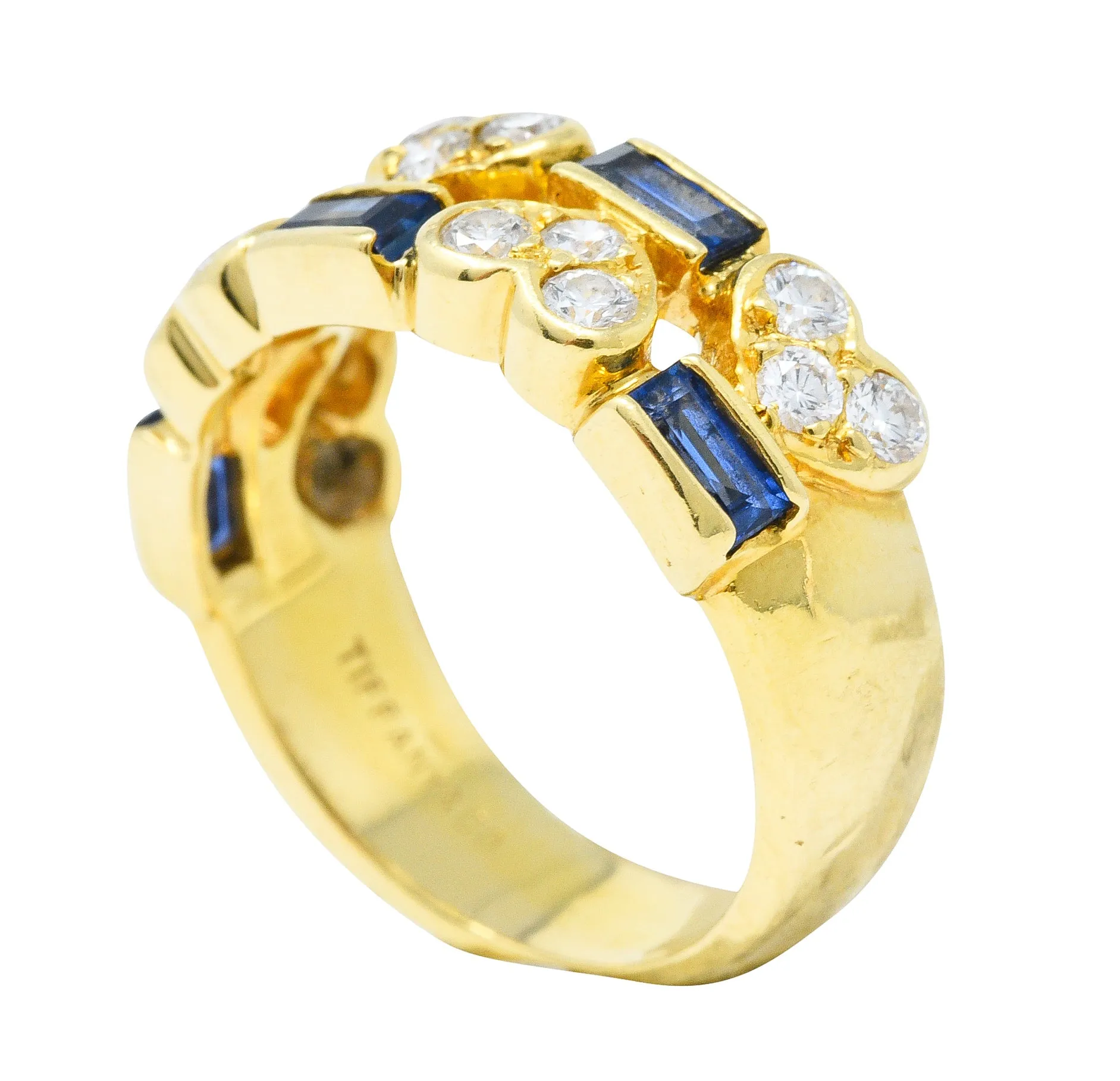 Tiffany & Co. 1.25 CTW Diamond Sapphire 18 Karat Gold Heart Band Ring