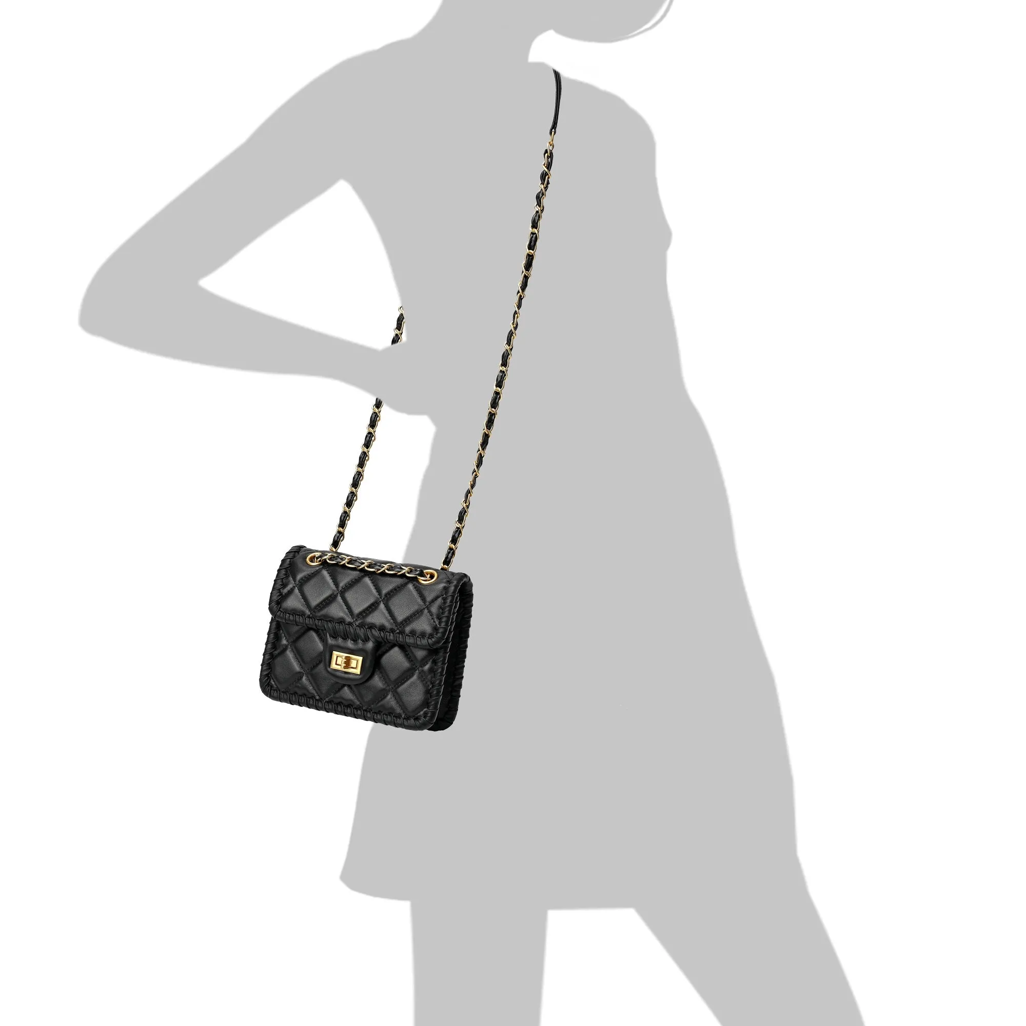 Tiffany & Fred Quilted Sheepskin Leather Crossbody/Shoulder Bag