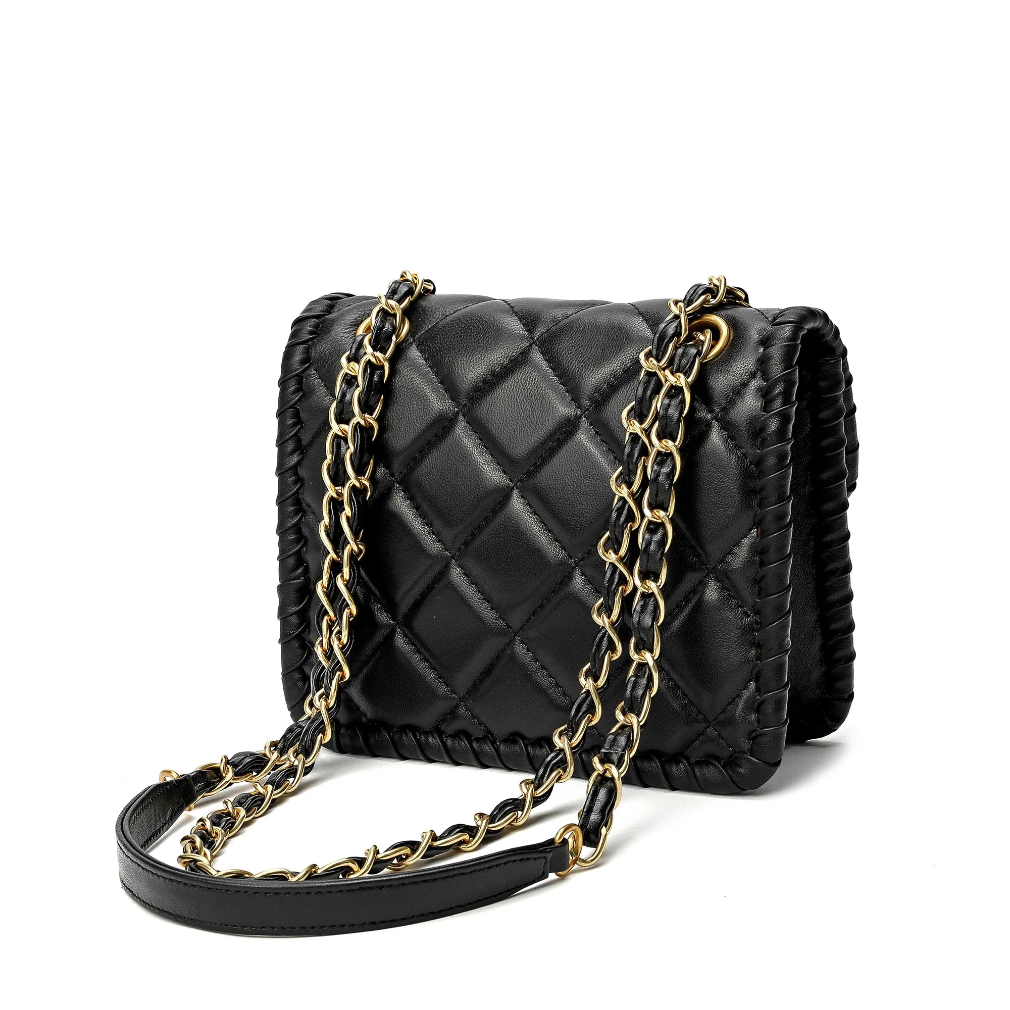 Tiffany & Fred Quilted Sheepskin Leather Crossbody/Shoulder Bag